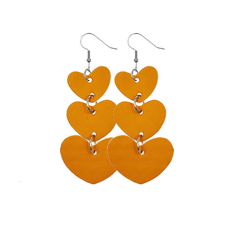 Wholesale In stock wholesale Valentine's Day series suit leather earrings cross-border creative personality love heart leather earrings